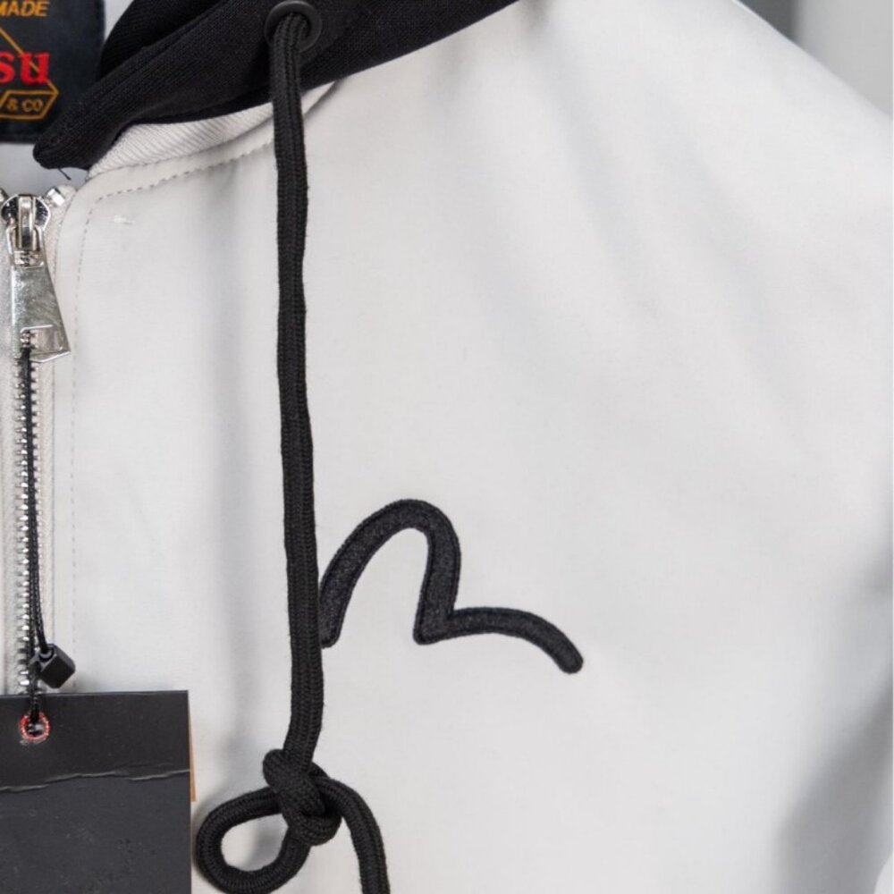 Evisu White Hooded Bomber Jacket - Picture 3 of 9